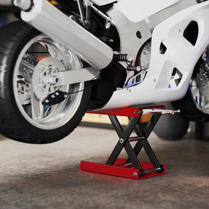 500KG Motorcycle Lift Scissor Jack, Height Adjustable Motorbike Stand with Anti-Slip Wide Deck