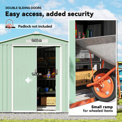 7 x 4ft Metal Garden Shed, Outdoor Storage Tool House with Ventilation Slots, Foundation Kit and Lockable Double Doors