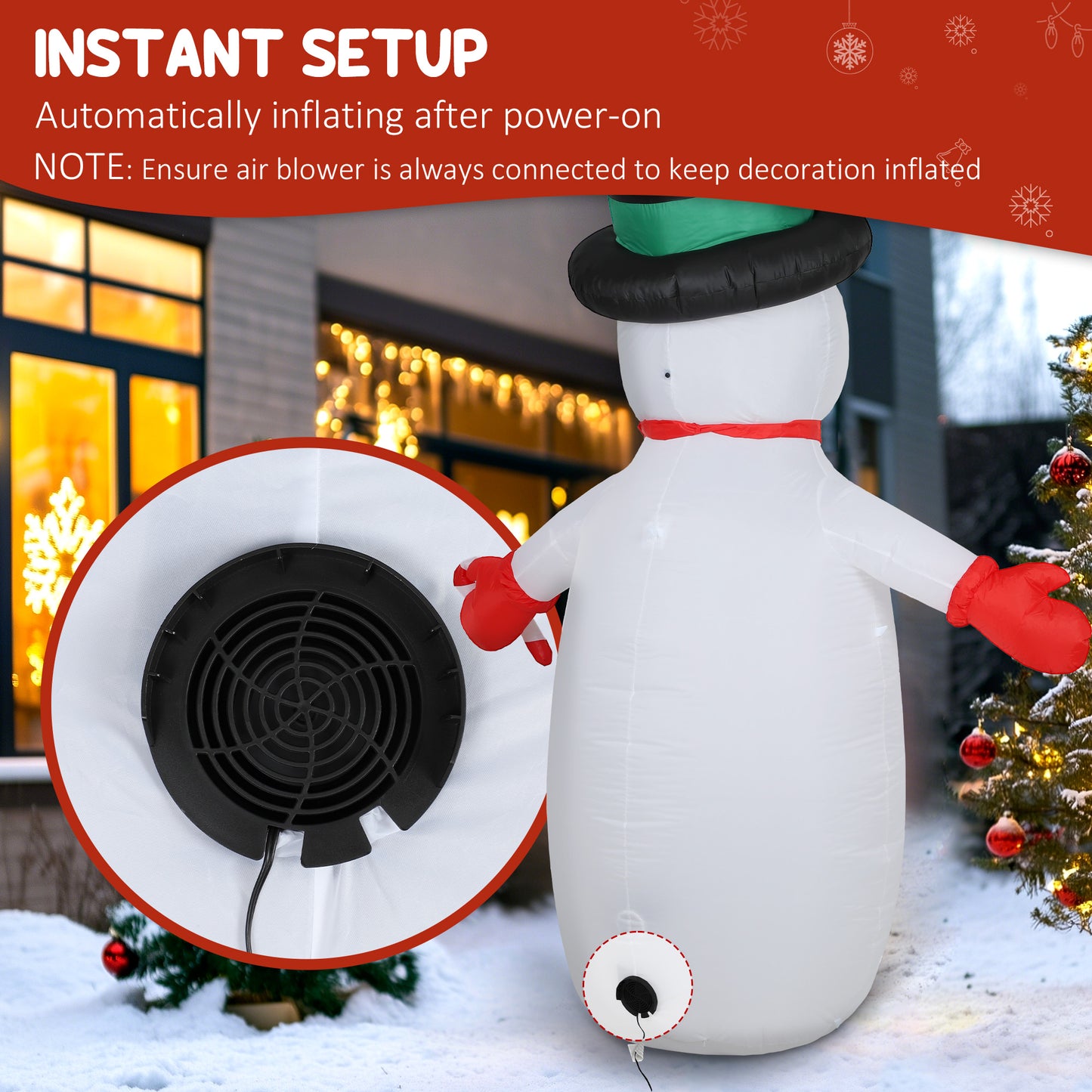 8FT Christmas Inflatable Outdoor Decoration with Dynamic Disco & LED Lights