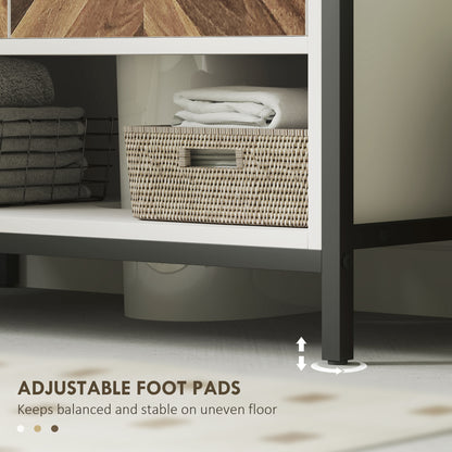 Under Sink Bathroom Cabinet, Rustic Under Sink Cabinet for Basin with or without Pedestal, Cream White and Walnut
