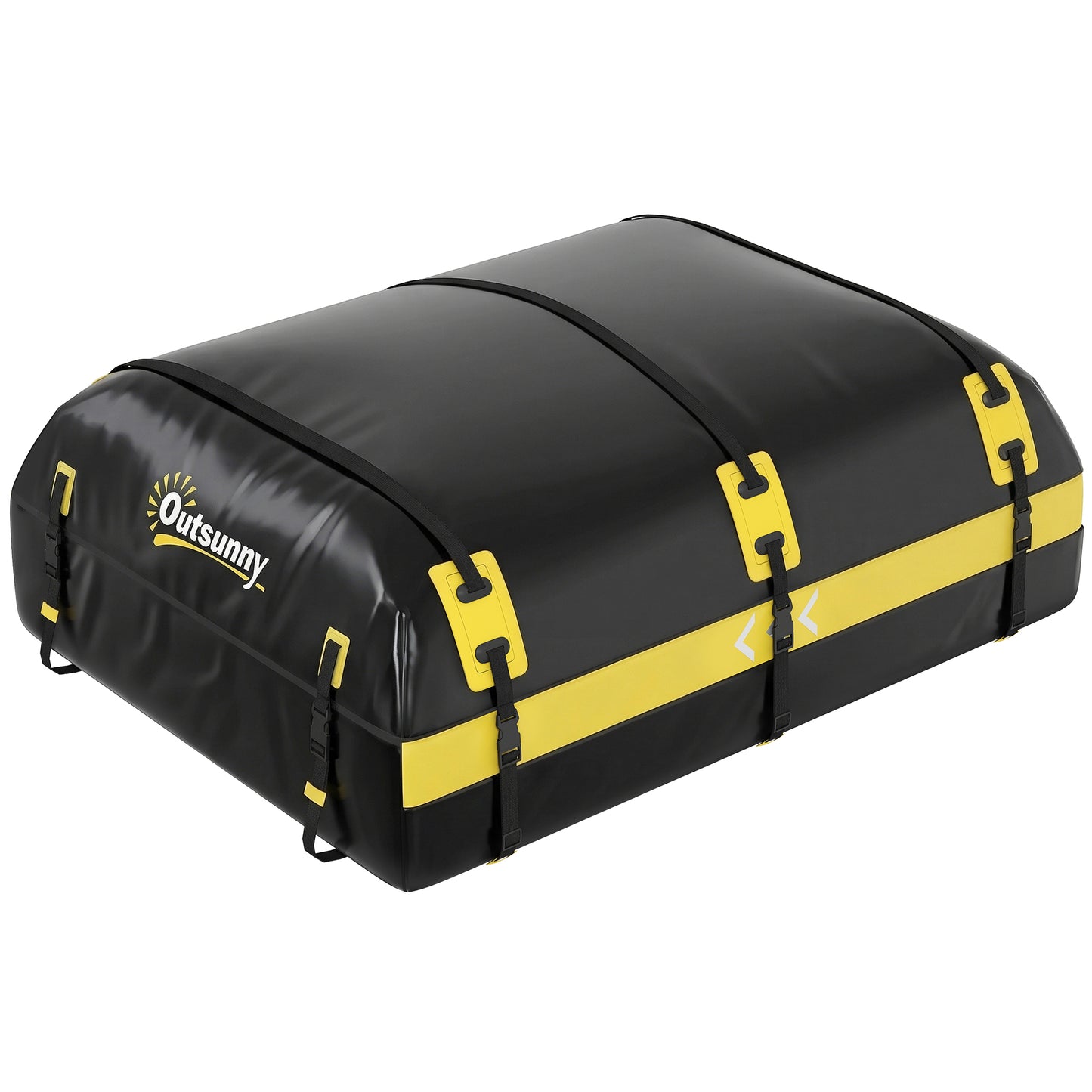 Car Roof Bag, 21 Cubic Feet Waterproof Soft Car Roof Box Roofing Cargo Carrier w/ Reflective Arrows, Door Hooks, Yellow