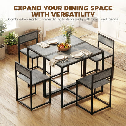 3 Piece Table Stool Set - Charcoal Grey Wood-Effect