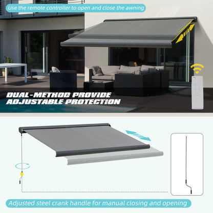 Cassette Electric Manual Awning Door Window Retractable Canopy w/ R/C & LED 300W x 0-250D cm