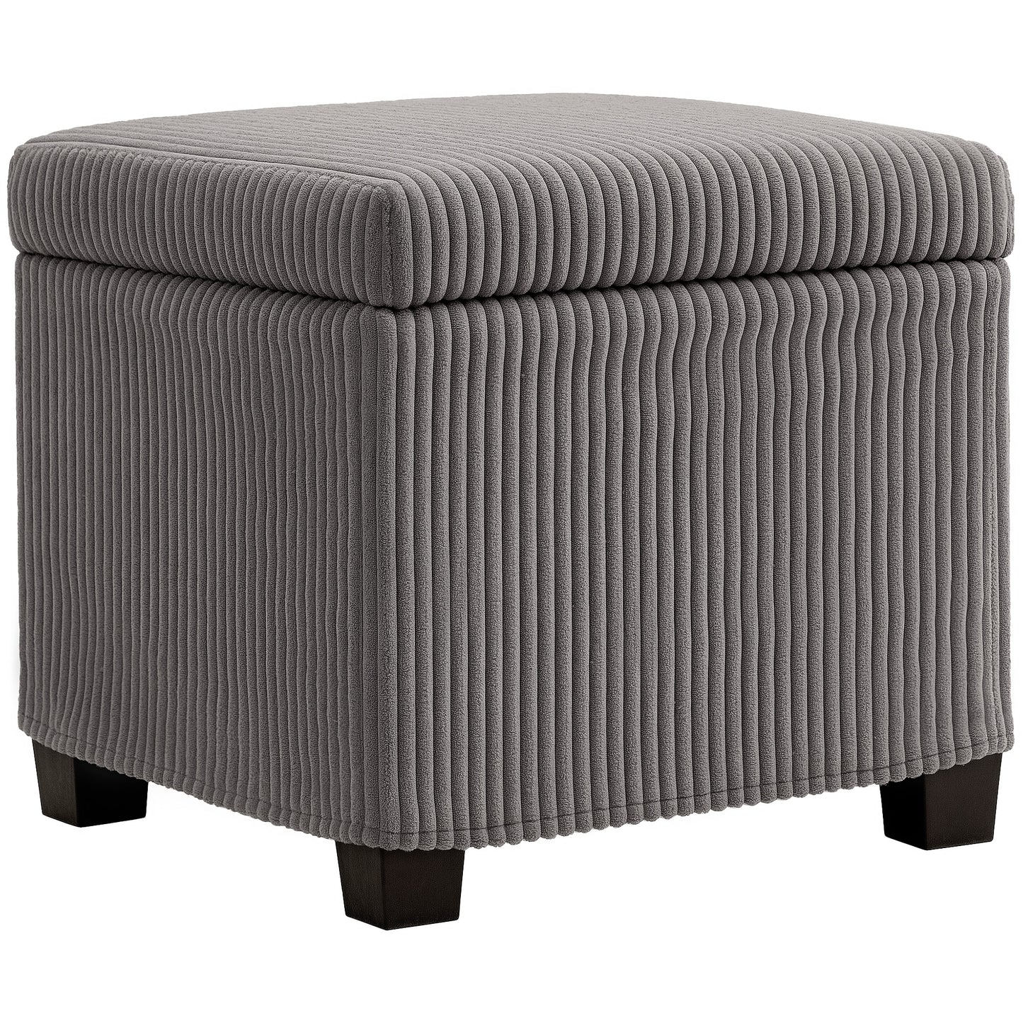 Storage Ottoman Bench, Corduroy Storage Chest Box with Wooden Legs, 40cm Bed End Bench for Living Room, Bedroom, Entryway