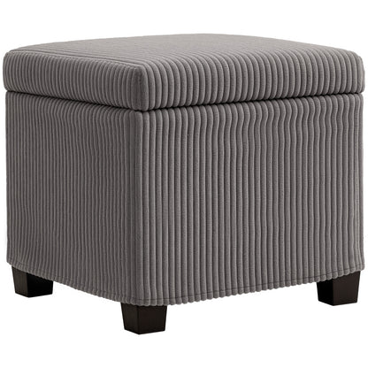 Storage Ottoman Bench, Corduroy Storage Chest Box with Wooden Legs, 40cm Bed End Bench for Living Room, Bedroom, Entryway