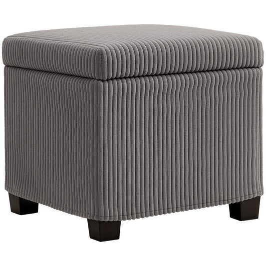 Storage Ottoman Bench, Corduroy Storage Chest Box with Wooden Legs, 40cm Bed End Bench for Living Room, Bedroom, Entryway