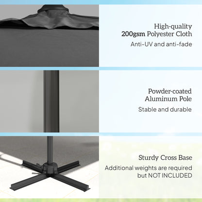 Patio Offset Parasol Umbrella with UV Resistant, Cross Base Included, Weights Required - Dark Grey