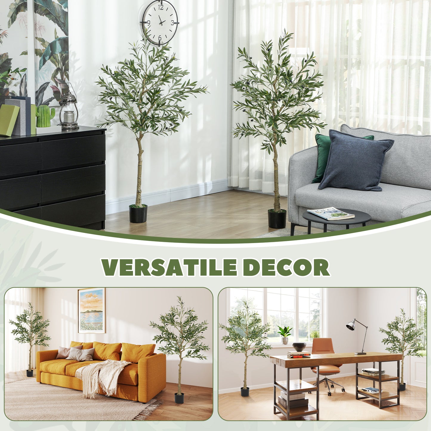 Set of Two Silk Leaf Artificial Olive Trees