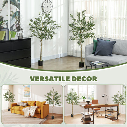 Set of Two Silk Leaf Artificial Olive Trees