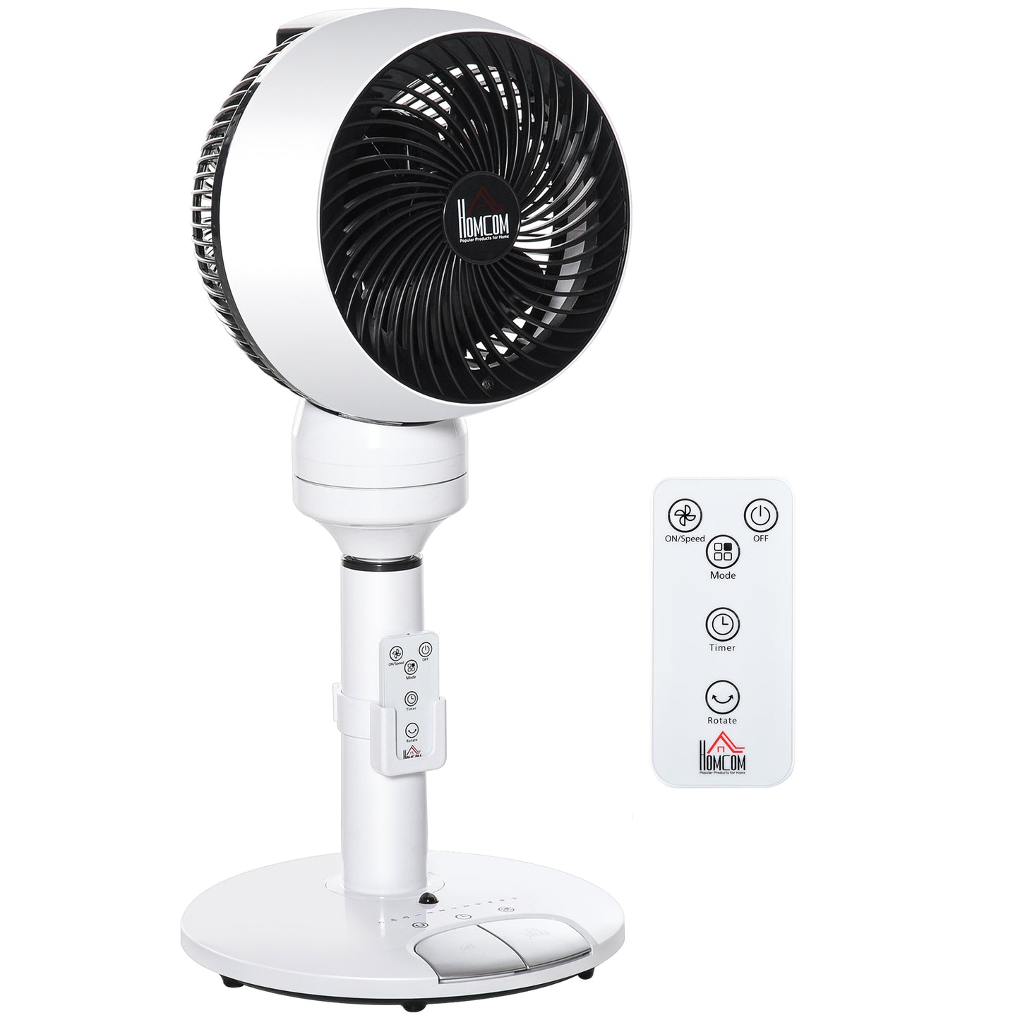9'' Air Circulator Fan 3 Speed 3 Mode, 70° Oscillation 90° Vertical Tilt, Height Adjustable, Remote Controller