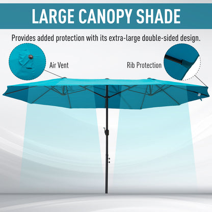 4.6m Double Garden Parasol - Sky Blue