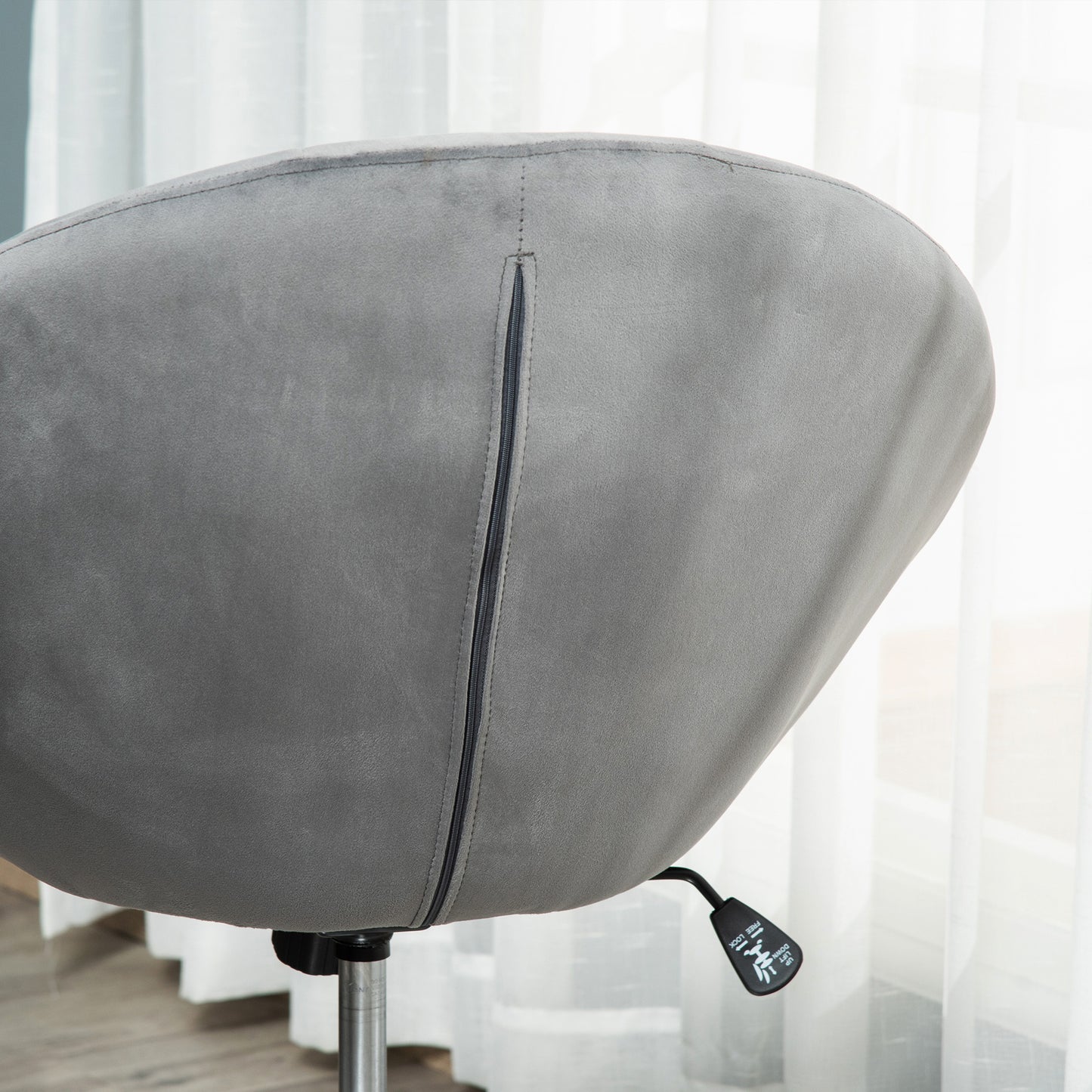 Swivel Dressing Stool, Velvet-feel Upholstered Vanity Chair