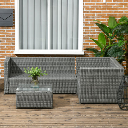 3 Pieces PE Rattan Garden Furniture Set with 10 cm Thick Cushions