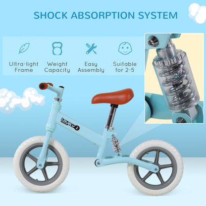 12" Kids Balance Bike No Pedal Bicycle EVA Tyre Adjustable Seat Toddler Training Bike W/ Shock Absorber 2