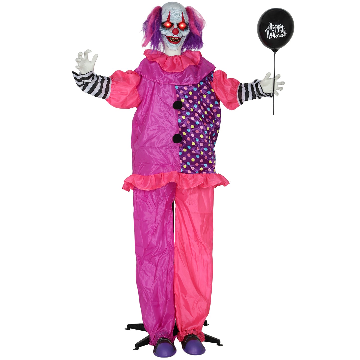 5′7″ Scary Animated Clown Decoration - Pink/Purple