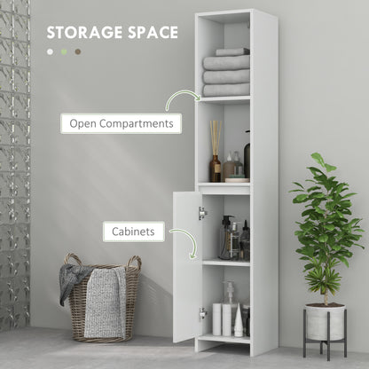 Narrow Bathroom Cabinet, Slim Bathroom Storage Unit with Open Compartment, Freestanding Storage Cupboard for Small Spaces