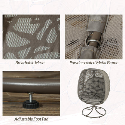 Swivel Egg Chair with Cushions, Foldable Basket Seat and Metal Frame, Indoor Outdoor Lounge Chair for Balcony, Poolside