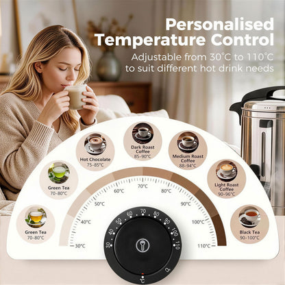 6.5L Catering Urn, 1500W Stainless Steel Hot Water Boiler Dispenser with Thermostat, Keep Warm Function & Easy Pour Tap