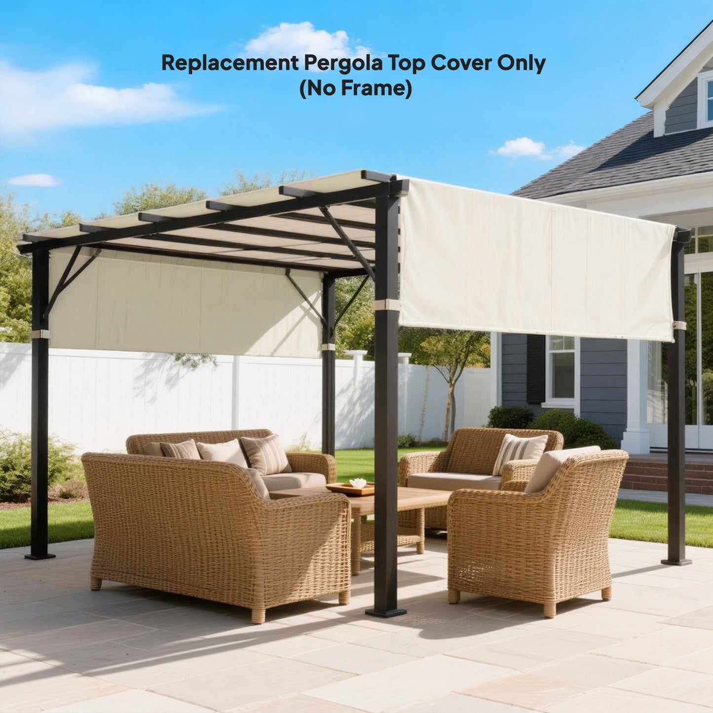 2 Pcs UV Protection Pergola Replacement Canopy, Pergola Shade Cover, Easy to Install, for 3 x 3(m) Pergola, Cream White