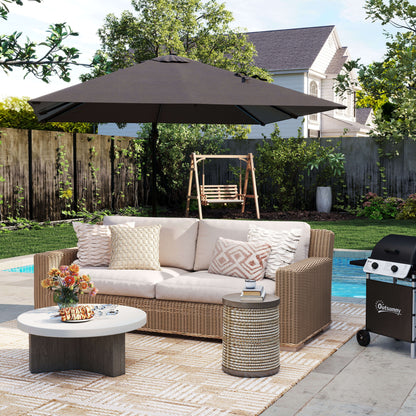 2.5 x 2.5m Patio Offset Parasol Umbrella Cantilever Hanging Aluminium Sun Shade Canopy Shelter 360° Rotation