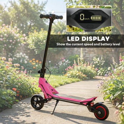 Electric Scooter for Kids, Foldable E Scooter for Age Age 6+ with LED Display, RGB lights, Up to 16km/h, Pink