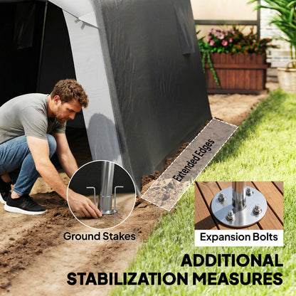 1.8 x 2.4m Garden Storage Shed Tent, Waterproof Portable Shed Shelter for Motorbike, Garden Tools, Bike Storage
