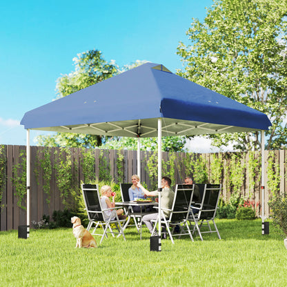 3 x 3 m Pop Up Gazebo with Wheels, UPF50+ One-Touch Outdoor Garden Party Tent Marquee Wedding Awning Canopy, Dark Blue