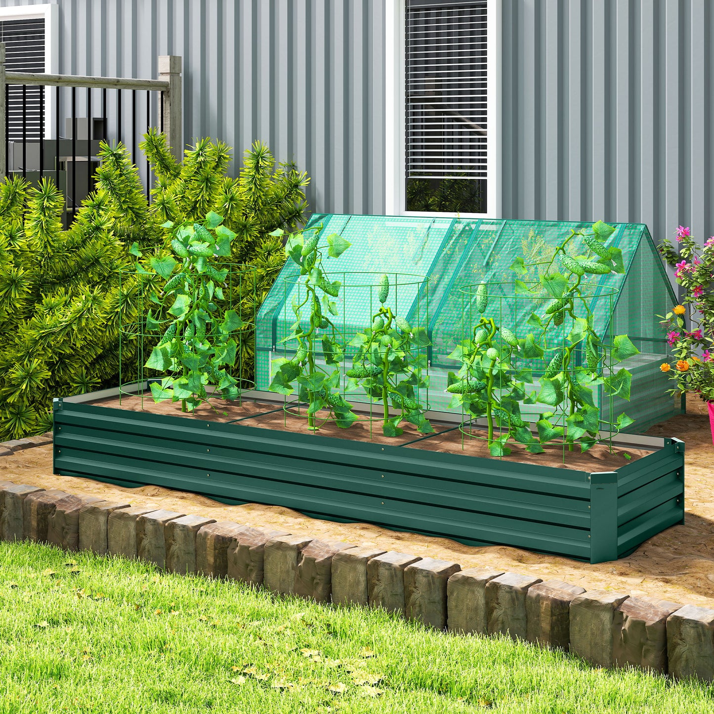 60 x 240cm Galvanised Steel Planter, with Open Bottom