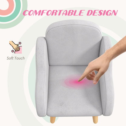 ZONEKIZ Kids Armchair Toddler Sofa Children Chair with Arm Rest, Wooden Frame, Velvet, PP Legs, Cloud Shape