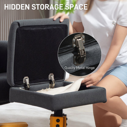 Linen-Look Recliner, with Storage Ottoman - Grey