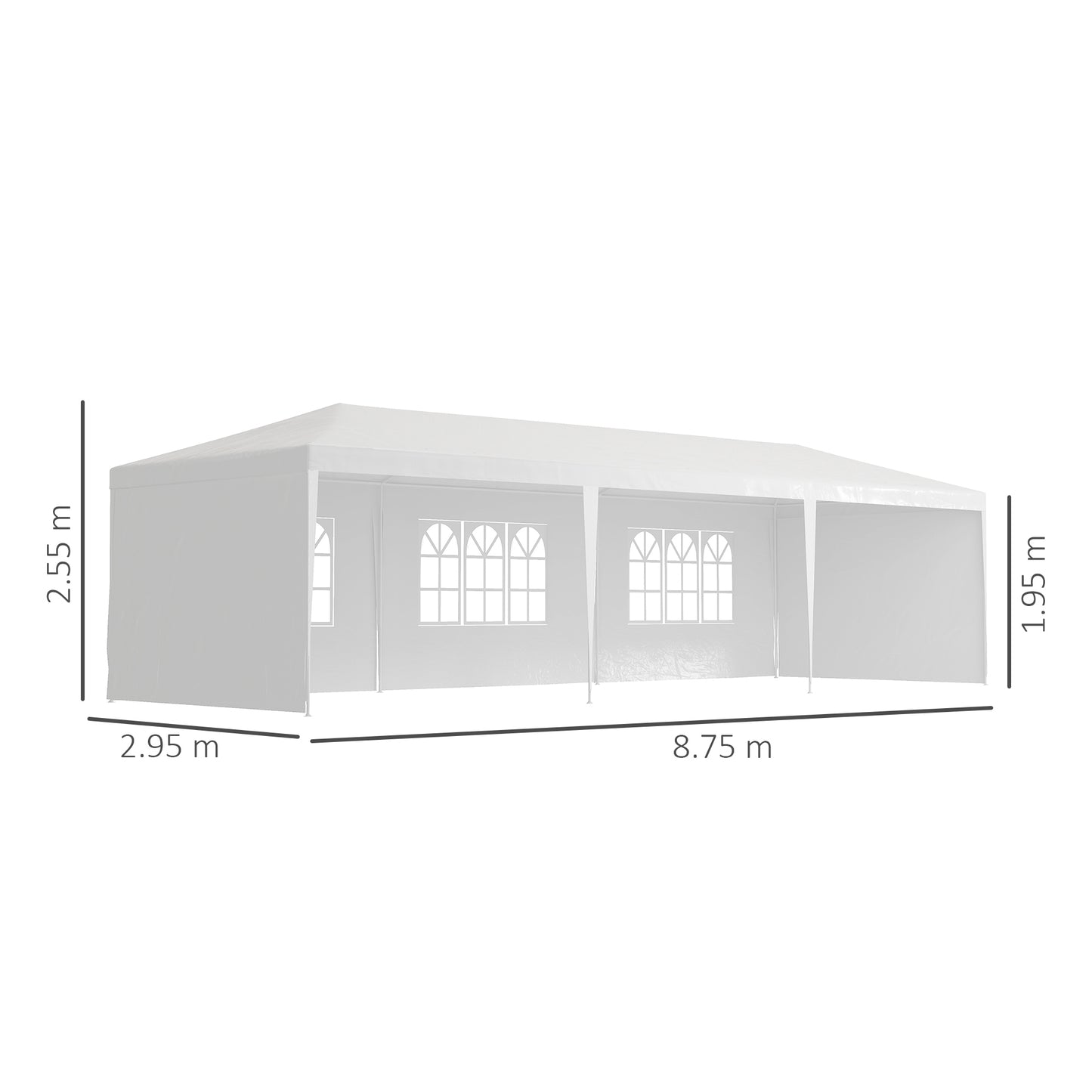 9 x 3 m Party Tent Gazebo Marquee Outdoor Patio Canopy Shelter with Windows and Side Panels Black