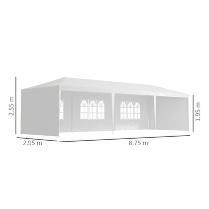 9 x 3 m Party Tent Gazebo Marquee Outdoor Patio Canopy Shelter with Windows and Side Panels Black