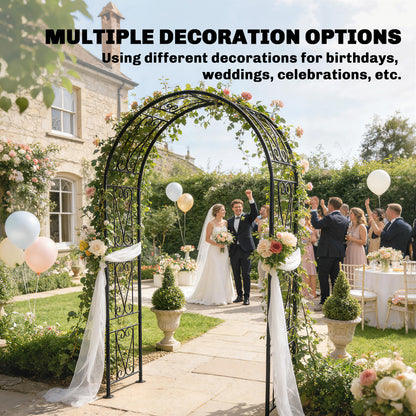 Garden Arch, Arbour Trellis for Climbing Plants, Rose Arch for Wedding Garden Decoration, 155 x 40 x 246 cm, Black