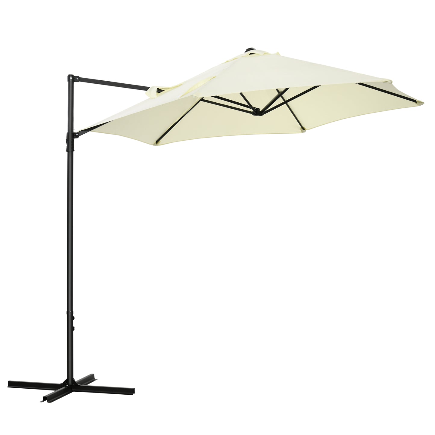 2.5M Garden Cantilever Parasol, Offset Roma Patio Umbrella Hanging Sun Shade Canopy Shelter