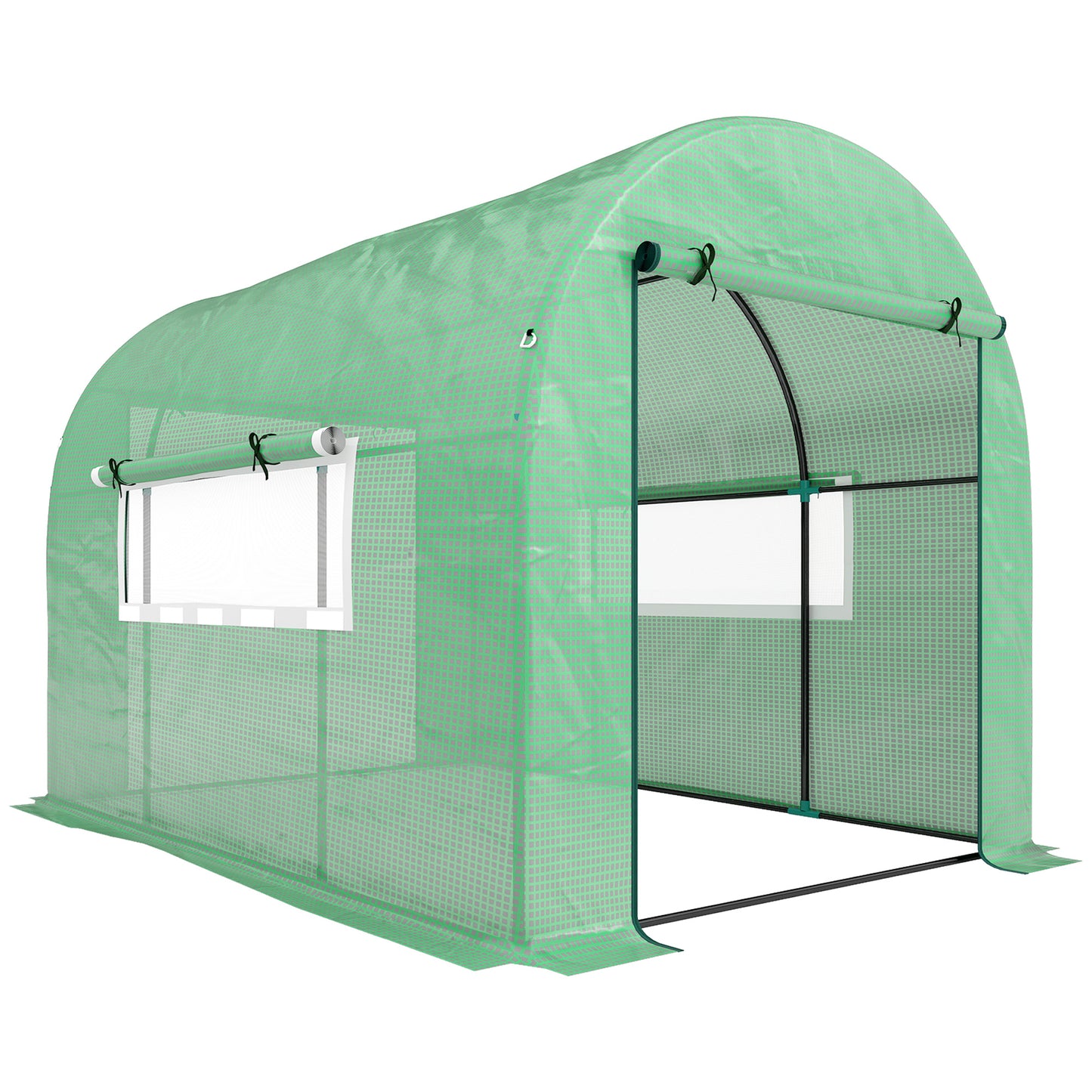300 x 200cm Walk-In Polytunnel Greenhouse - Green