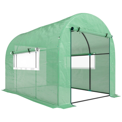 300 x 200cm Walk-In Polytunnel Greenhouse - Green