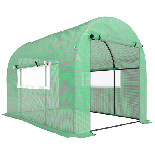 300 x 200cm Walk-In Polytunnel Greenhouse - Green
