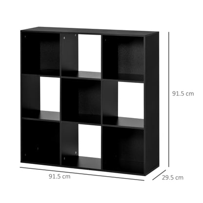 3-tier 9 Cubes Storage Unit Particle Board Cupboard Bookcase Organiser Home Office Shelves, Black