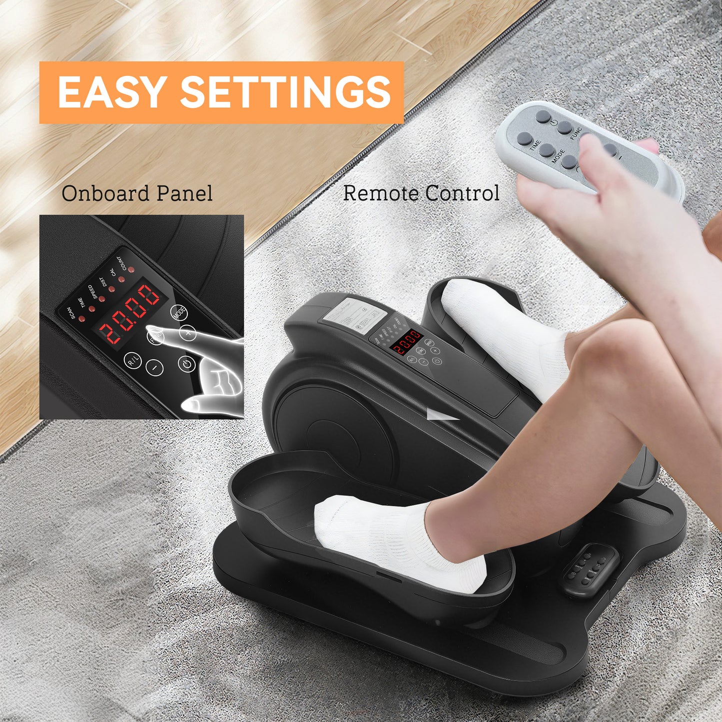 Under Desk Elliptical Machine, Seated Pedal Exerciser, Mini Electric Elliptical Machine for Seniors with LCD Monitor