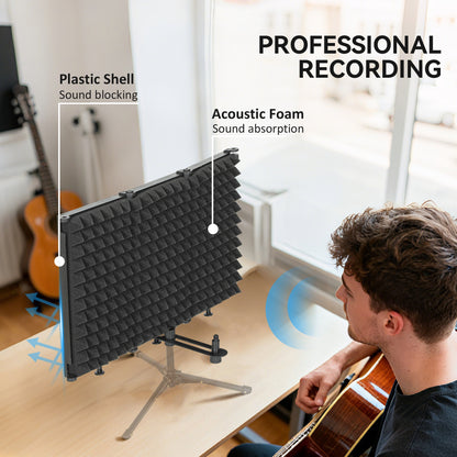 Studio Microphone Isolation Shield, Foldable Adjustable Recording Studio Equipment