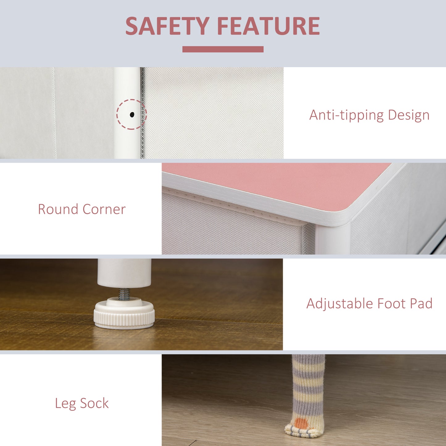 Chest of Drawers, Cloth Organizer Unit with 6 Fabric Drawers, Metal Frame and Wooden Top, Storage Cabinet for Kids Room