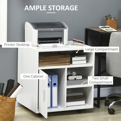 Multi-Storage Printer Stand, Mobile File Cabinet with Shelves