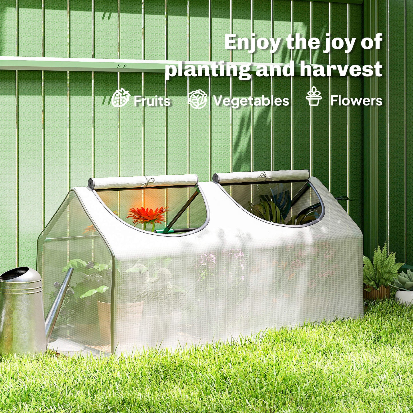 Mini Greenhouse Portable Flower Planter Tomato Vegetable House for Garden Backyard with Zipper 120 x 60 x 60 cm, White
