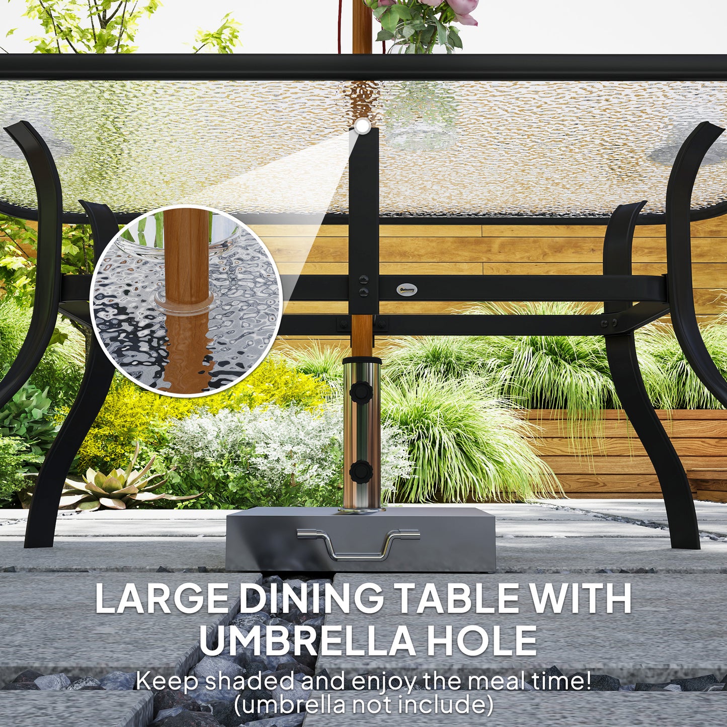Seven-Piece Garden Dining Set with Cushions - Black