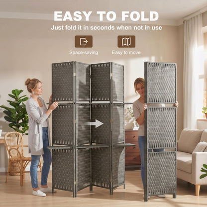 Wave Fibre Freestanding Folding Privacy Screen Panels, Room Divider, Grey