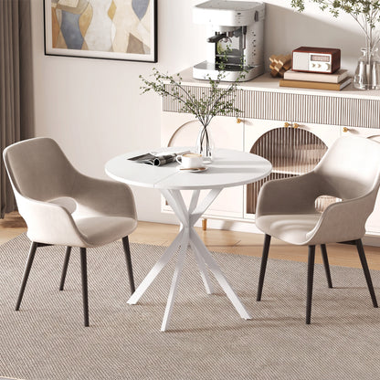 80cm Industrial Round Dining Table - White