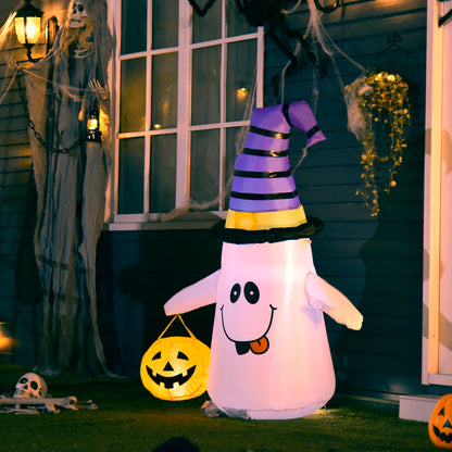 1.2m Witch Ghost Halloween Inflatable Decoration w/ LED Lights Fan Accessories Pumpkin Lantern Kids Adult Fun Weather-Resista