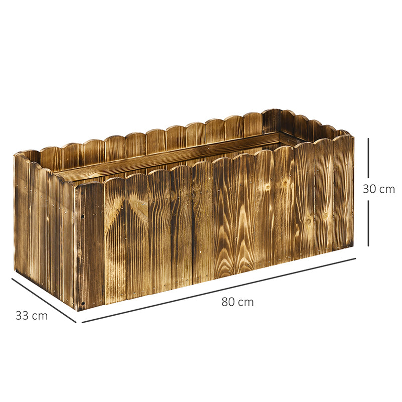 70L Raised Garden Bed, Wooden Rectangle Planter Box, Outdoor Herb Vegetable Flower Pot (80L x 33W x 30H cm)