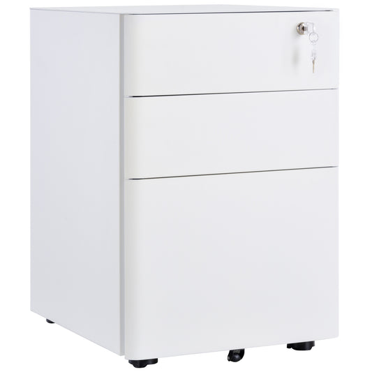 Lockable Cabinet, Rolling Filing Cabinet with 3 Drawers, Steel Office Drawer Unit for A4, Letter, Legal Sized Files