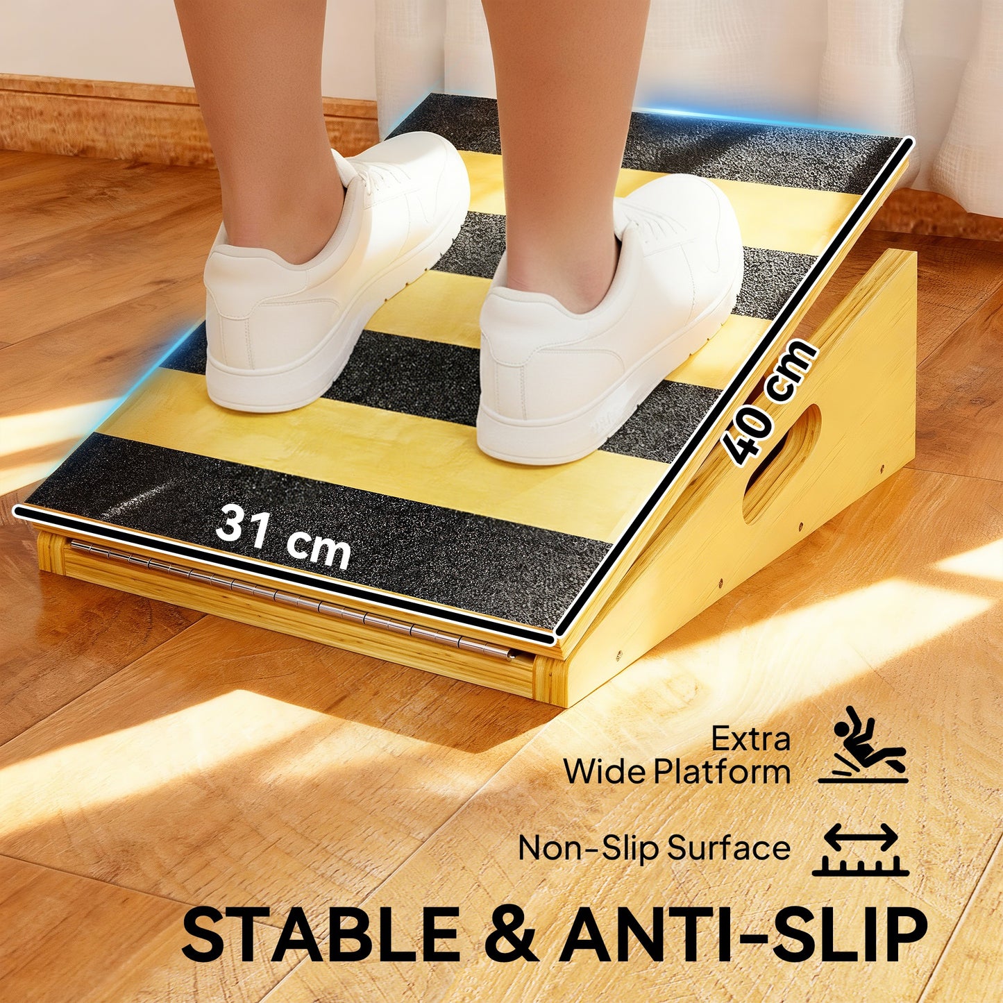 Portable Slant Board, Adjustable Incline Board Calf Stretcher with Extra Side-Handle Design for Home Gym